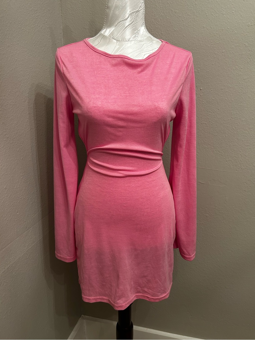 SHEIN Pink Long Sleeve Bodycon Mini Dress